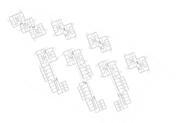 Plan Obergeschoss 8. Rang Wohnüberbauung Salzweg Zürich Auftraggeber Stadt Zürich